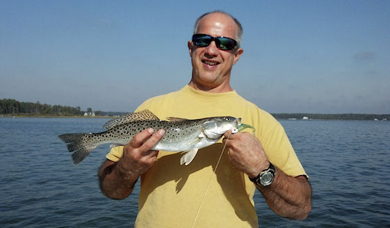 photo of Speckled trout caught light tackle fishing on Mobjack Bay